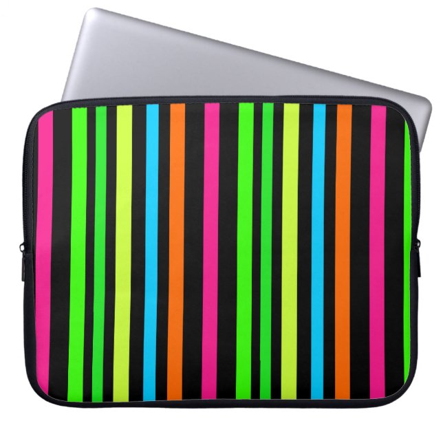 Neon stripes laptop sleeve (Front)
