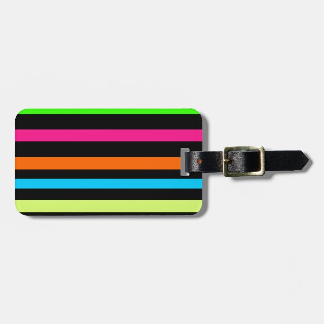 Neon stripes luggage tag (Front Horizontal)
