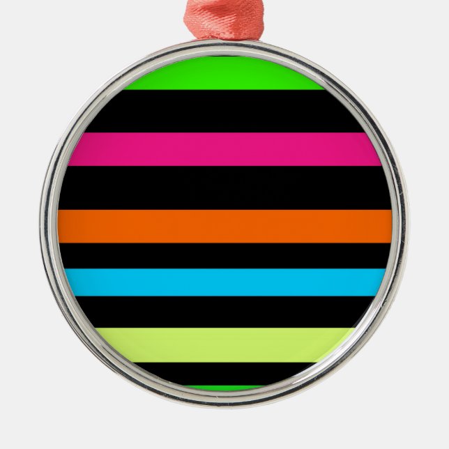 Neon stripes metal ornament (Front)