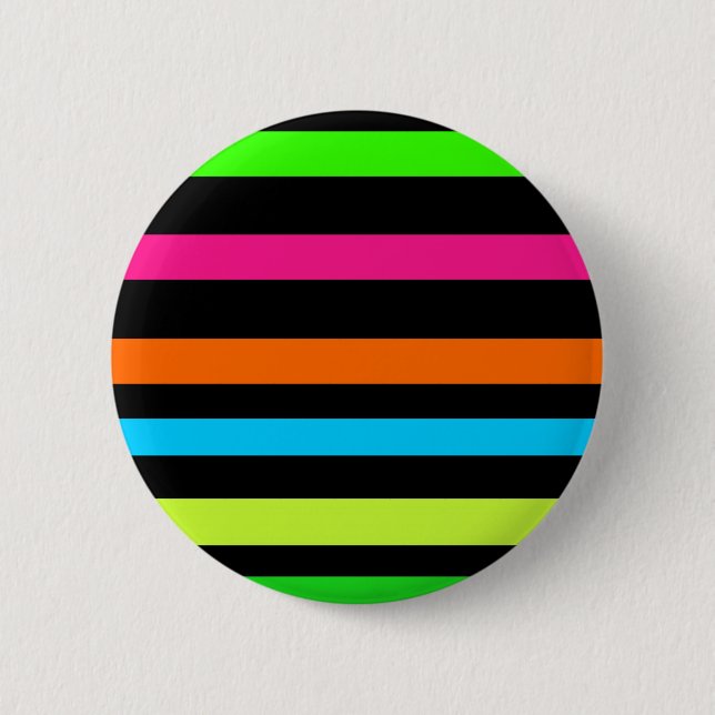 Neon Stripes Pattern 2 Inch Round Button (Front)