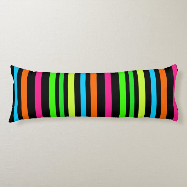 Neon Stripes Pattern Body Pillow (Front)