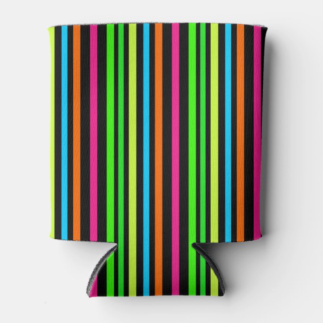 Neon Stripes Pattern Can Cooler (Front)