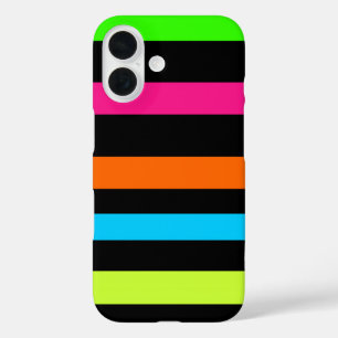Neon Stripes Pattern iPhone 16 Case