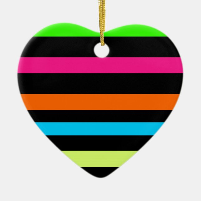 Neon Stripes Pattern Ceramic Ornament (Front)