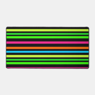 Neon Stripes Pattern Desk Mat