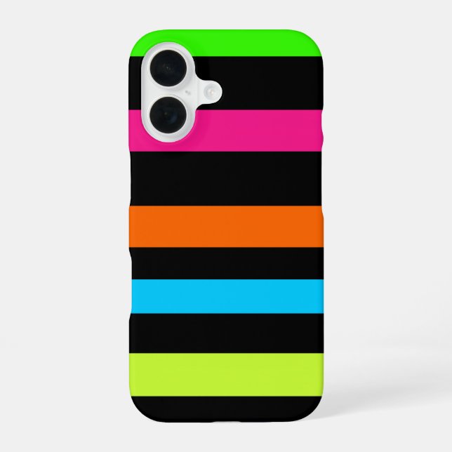 Neon Stripes Pattern iPhone 16 Case (Back)