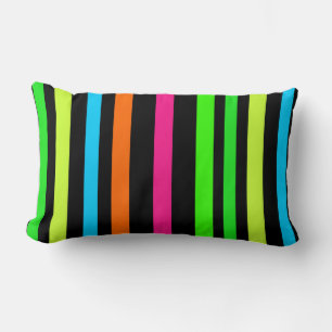 Neon Stripes Pattern Lumbar Pillow