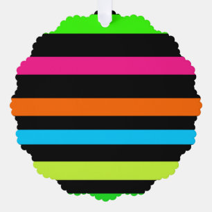 Neon Stripes Pattern Ornament Card