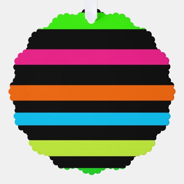 Neon Stripes Pattern Ornament Card (Front)