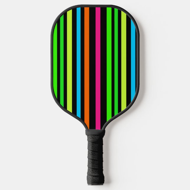 Neon Stripes Pattern Pickleball Paddle (Front)