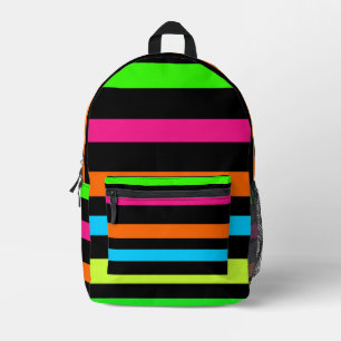 Neon Stripes Pattern Printed Backpack