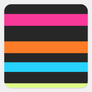 Neon Stripes Pattern Square Sticker