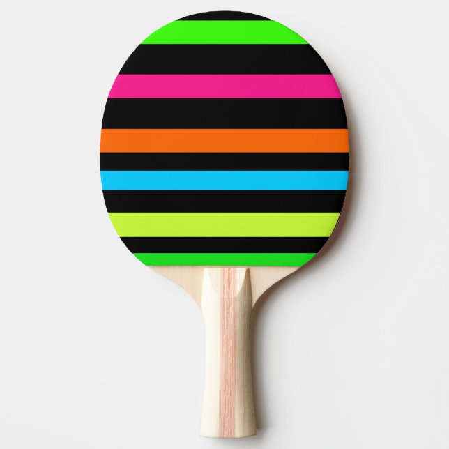 Neon stripes ping pong paddle (Front)