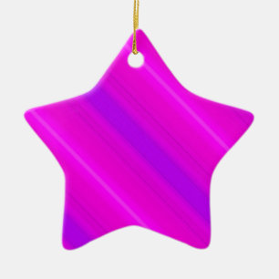 Neon stripes - pink, fuchsia and violet ceramic ornament