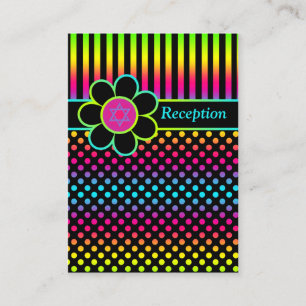 Neon Stripes Polka Dots Bat Mitzvah Enclosure Card