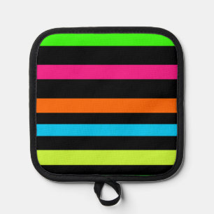 Neon stripes pot holder