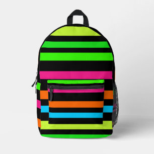 Neon stripes printed backpack