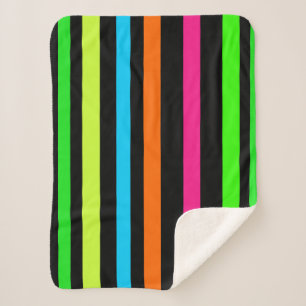 Neon stripes sherpa blanket