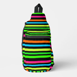 Neon stripes sling bag