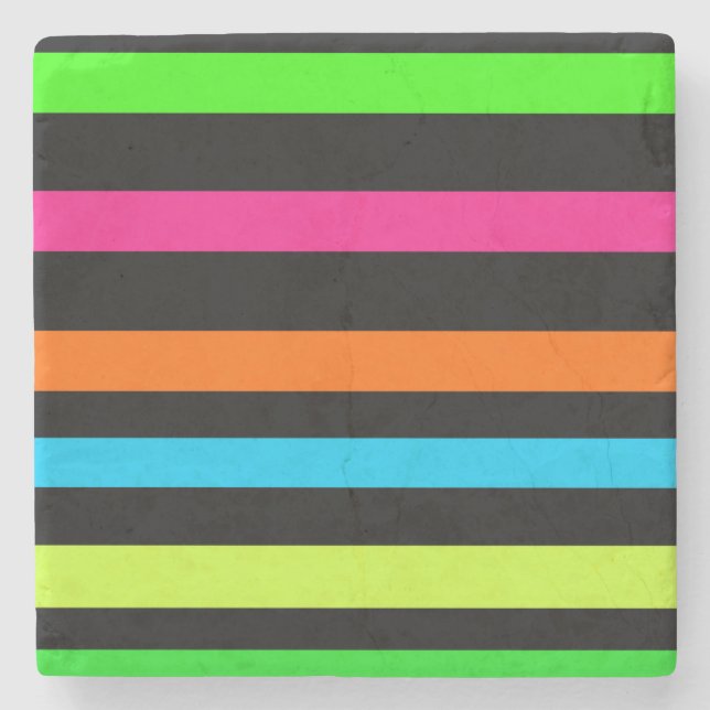Neon stripes stone coaster (Front)