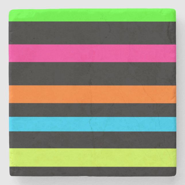 Neon stripes stone coaster (Front)