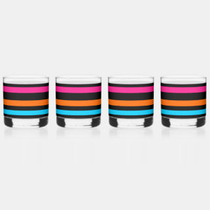 Neon stripes whiskey glass