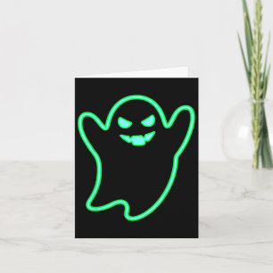 Neon-style Cartoon Ghost Halloween Tee  Card
