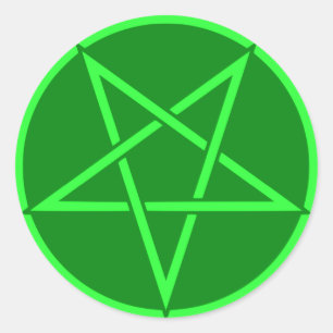 Neon style  green Pentacle pentagram Classic Round Sticker