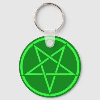 Neon style green Pentacle pentagram Keychain