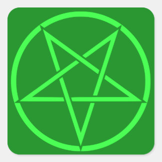 Neon style green Pentacle pentagram Square Sticker