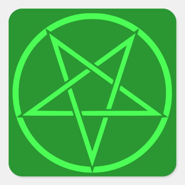 Neon style green Pentacle pentagram Square Sticker (Front)