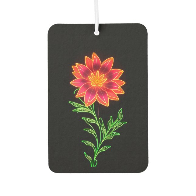 Neon Stylized Flower Air Freshener (Front)