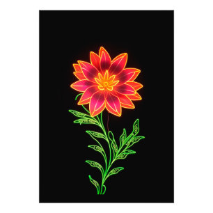 Neon Stylized Flower Photo Print