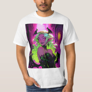 Neon Succubus Demon Anime Girl T-Shirt