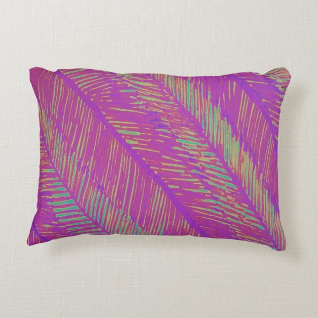 Neon Summer Purple Palms Decorative Pillow (Back)