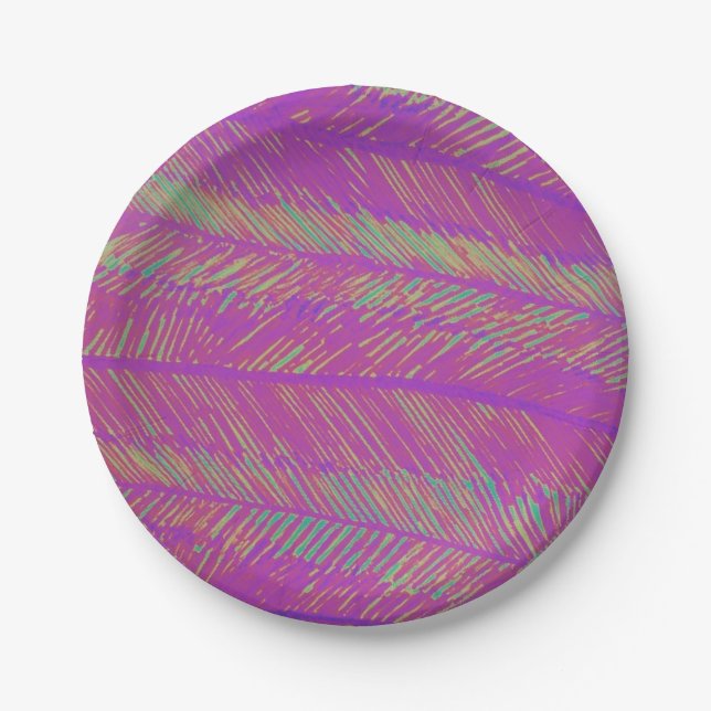 Neon Summer Purple Palms Paper Plate (Front)