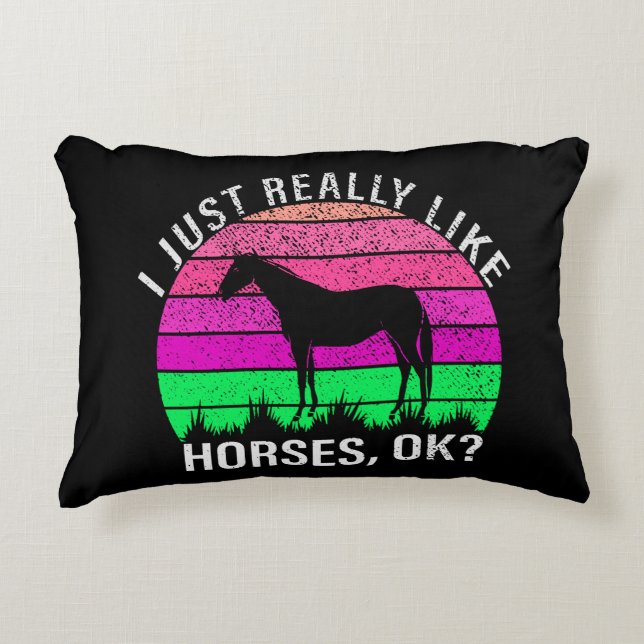 Neon Sunset I Really Like Horses   Accent Pillow (Front)