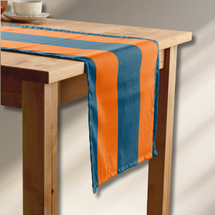 Neon Sunset Orange and Ocean Blue Cool Striped Short Table Runner