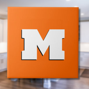 Neon Sunset Orange and White 3D Big Modern Initial Tile