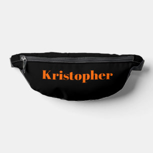 Neon Sunset Orange Classic Name   Black Stylish Fanny Pack