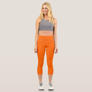 Neon Sunset Orange Solid Colour   Classic Capri Leggings