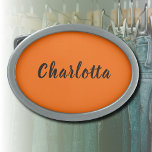 Neon Sunset Orange Solid Colour Custom Personalize Belt Buckle<br><div class="desc">Neon Sunset Orange Solid Colour Custom Personalize Belt buckle.</div>