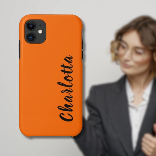 Neon Sunset Orange Solid Colour Custom Personalize Case-Mate iPhone Case (Creator Uploaded)