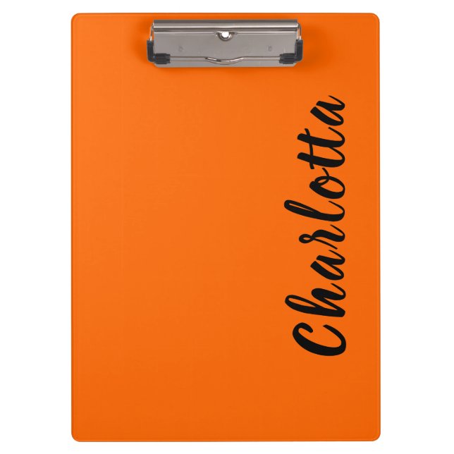 Neon Sunset Orange Solid Colour Custom Personalize Clipboard (Front)