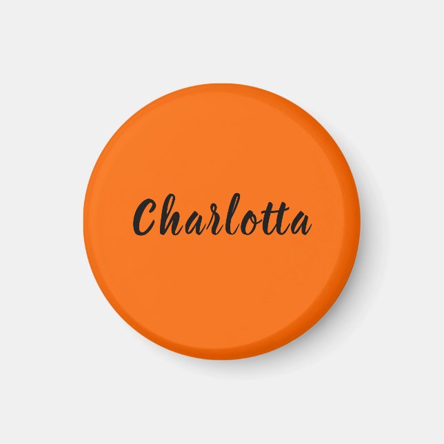 Neon Sunset Orange Solid Colour Custom Personalize Magnet (Front)