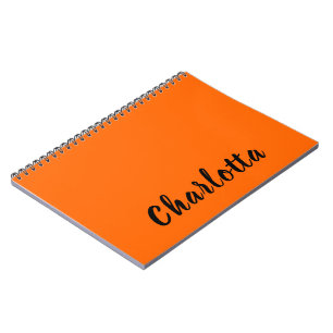 Neon Sunset Orange Solid Colour Custom Personalize Notebook