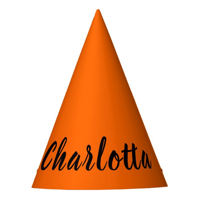Neon Sunset Orange Solid Colour Custom Personalize Party Hat (Front)
