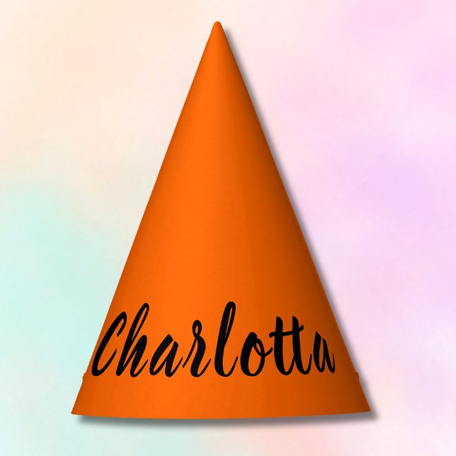 Neon Sunset Orange Solid Colour Custom Personalize Party Hat (Creator Uploaded)