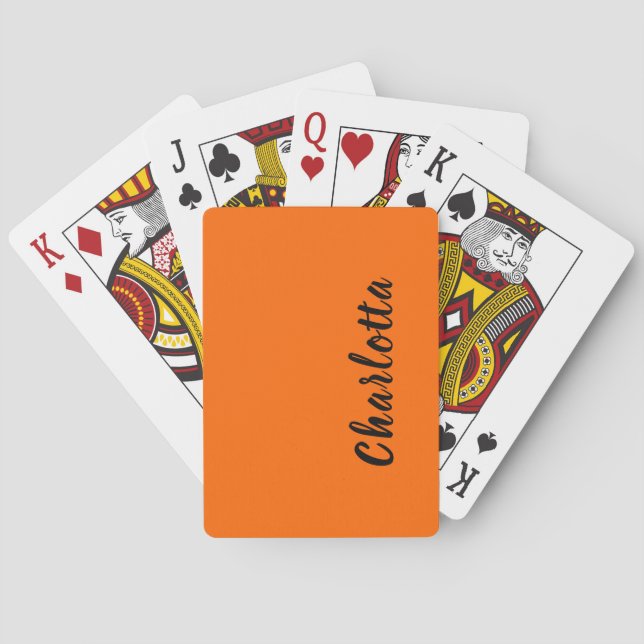 Neon Sunset Orange Solid Colour Custom Personalize Playing Cards (Back)