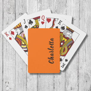 Neon Sunset Orange Solid Colour Custom Personalize Playing Cards